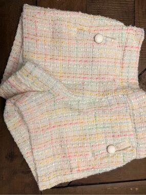 Janie and Jack White Tweed Shorts with Pastel Plaid